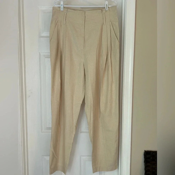 NWT LAUDE THE LABEL Traveler Pleated Silk Noil Pants - Picture 3 of 11